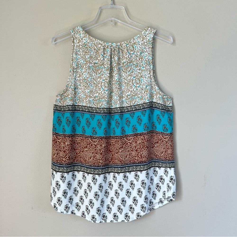 Sonoma Goods for Life Sleeveless Boho Mixed Print Tiered Rayon Tank Top Size S - Picture 4 of 10